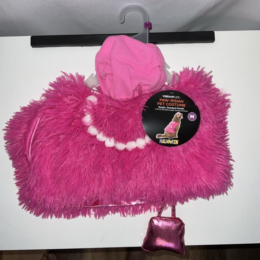 Vibrant Life Paw-risian Pet Costume Pink Halloween Medium Dog 20-50 Lbs - New